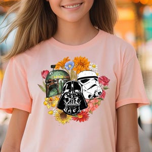 Disney Starwars Retro Flower Charaktere, Retro Disney Star Wars Shirt, Retro Star Wars Micky Shirt, Disneyworld Shirts, Disney Familien Shirts