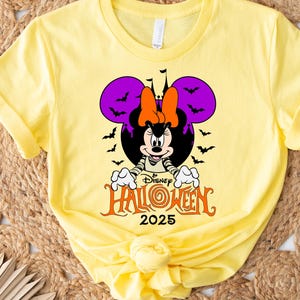 Micky und Minnie Halloween T-shirt, Disney Halloween Shirt, Mickey Kopf Halloween Shirt, Minnie Bow Halloween Shirt, Halloween paar Shirt