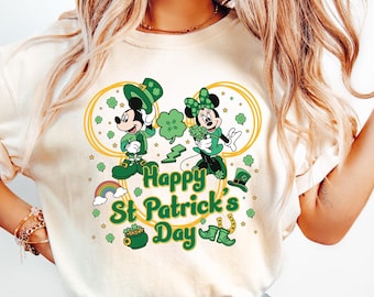 Happy St Patrick's Day Shirt, Mickey and Minnie St Patrick Shirt, Patrick St Shamrock Shirt, St Patrick Disney TShirt, Shamrock Shirt