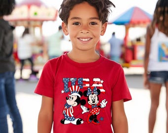 USA 4th of July Mickey and Minnie Mouse Shirt, 4th of July Shirt, Patriot Shirt, Fourth Of July Disney Shirt,Disney American Patriotic Shirt