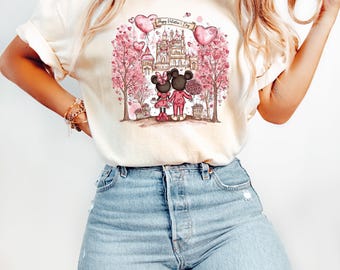 Disney Mickey Minnie Love Sweatshirt, Mickey Minnie Valentines Shirt, Valentine's Day Gift for Couples, Magic Castel T-Shirt, Disney Lover