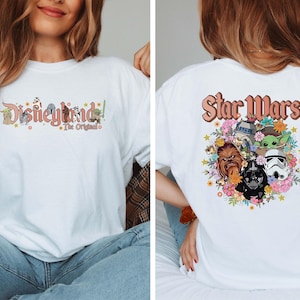 Disney Starwars Retro Flower Charaktere, Retro Disney Star Wars Shirt, Retro Star Wars Micky Shirt, Disneyworld Shirts, Disney Familien Shirts
