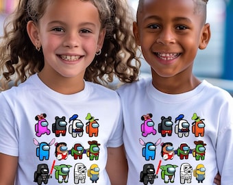 Among Us Shirts, Kinder Crew Teacher Shirt, Family T-Shirt, Imposter Crewmate, Birthday Game Matching Gamer Kids Tee