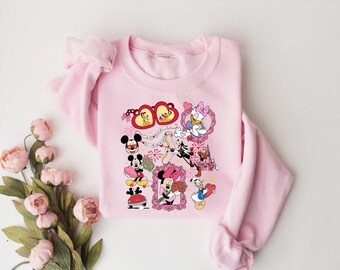 Mickey and Friends Valentines Day Tshirt, Valentine Mickey and Minnie Valentine Shirt, Disneyland Valentine Tee, Disney Couple Shirt