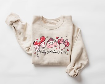 Happy Valentines Day Disney Valentines Sweatshirt, Mickeys Disney Valentines Crewneck, Minnie Ears Valentines Tee, Disneyland Love Shirt