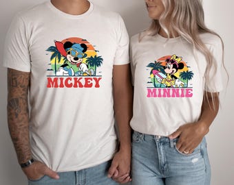 Mickey and Minnie Summer Vibes Shirt, Retro Vintage Disney Shirt,Disneyland Shirt,Disneyworld Shirt,Disney Family Matching Shirt