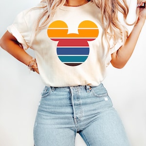 Retro Sunset Mickey Shirt, Colorful Mickey T-Shirt, Magic Kingdom Shirt, Matching Family Travel Shirt, Disneyland, Disneyworld, Minnie Mouse image 1