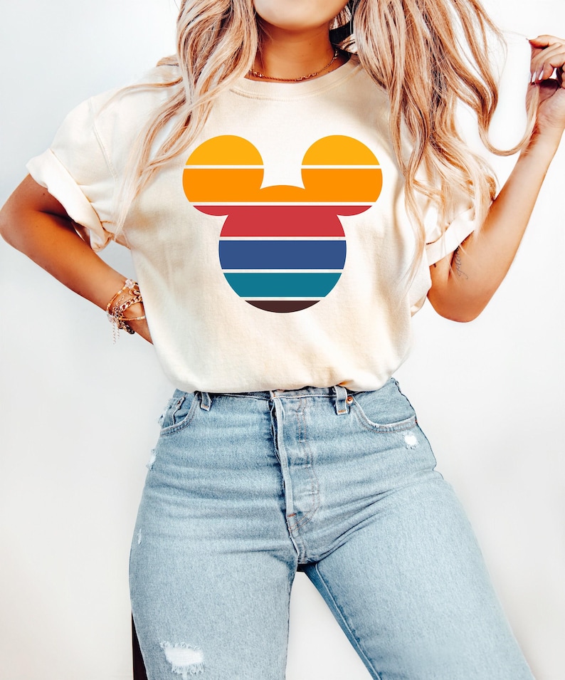 Retro Sunset Mickey Shirt, Colorful Mickey T-Shirt, Magic Kingdom Shirt, Matching Family Travel Shirt, Disneyland, Disneyworld, Minnie Mouse image 1