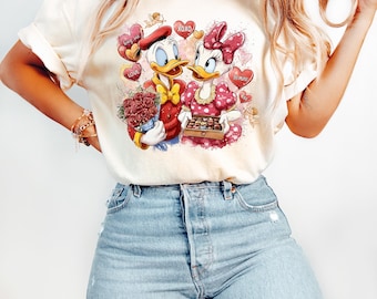 Disney Daisy and Donald Valentines Sweatshirt, Disney and Donald Valentines Tee, Disneyland Love Shirt, Disney Valentines Crewneck