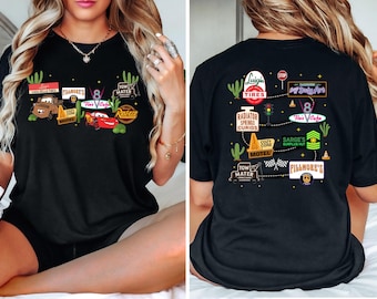 Disney Cars Movie Radiator Springs Road Trip Shirt, Vintage Disney Cars T-Shirt, Cozy Cone Map Of Radiator Springs, Lightning Mcqueen Tee