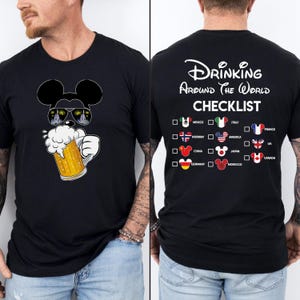 Mickey Beer Minnie Wine Front and Back, Epcot Drinking Around The World Shirt, Drinking Around The World Checklist, Disney Couple Shirts