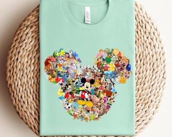 Mickey Mouse Disney Character Shirt, Vintage Disney Tee, Pixar Collage T-shirt, Disneyland Group Shirt, Family Disney Trip Tee