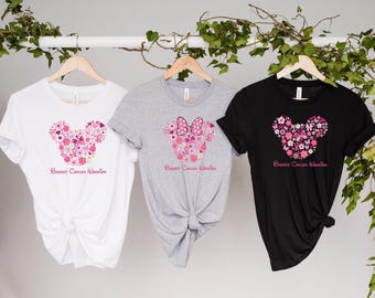 Breast Cancer Warrior Mickey Shirt, Pink Sunflower T-Shirt, Breast Cancer Ribbon Disneyland Shirt, Cancer Support Shirt, Cancer Warrior Gift