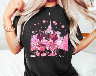 Disney Mickey Minnie Valentines Sweatshirt, Mickey Minnie Valentines Shirt, Valentine's Day Gift for Couples, Magic Castel T-Shirt