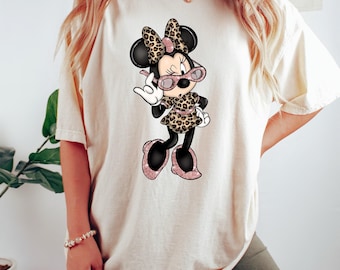 Chemise léopard Minnie, chemise Disney, chemise Minnie Safari, chemise à carreaux Minnie, chemise femme Minnie, chemise femme Disney, chemise léopard