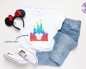 Custom Disney Faux Glitter Shirt, Disney Family Matching Tee, Personalized Glitter Disney Sweater