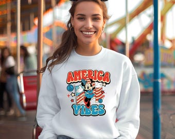 American Vibes 4th Of July Minnie Mouse Shirt, 4th of July Shirt, Patriot Shirt, Fourth Of July Disney Shirt,Disney American Patriotic Shirt