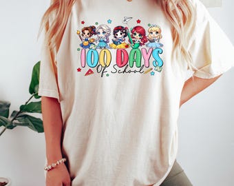 Princess 100 Days Of School Shirt, Disney Princess Teacher School Graphic Tee, Gift for teacher shirt
