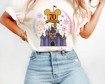 Retro Disneyland 70th Anniversary Shirt, Mickey Minne Disney Ears Magic Castle Sweatshirt, Disneyland family Vacation 2026 T-Shirt
