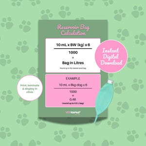 Größentabelle für Veterinärbeutel (Digitaler Download)