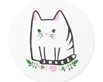 Sweet White Cat Sticker