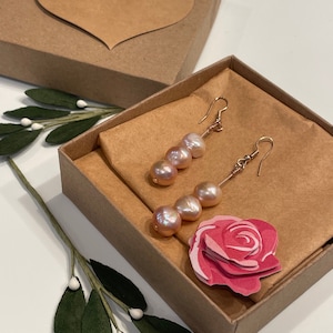 Pink Pearl drop earrings, Pale Rose Pearl Earrings, Pink Freshwater Pearl Earrings, Pink Wedding Earrings, Pink Bridesmaid earrings