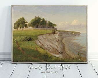 Vintage Seaside Landscape Painting | Vintage Artwork | Antique Wall Art | Vintage Prints Wall Art | Vintage Painting | Digital Printable