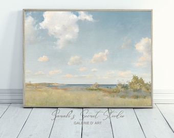 Vintage Seaside Landscape Painting | Vintage Artwork | Antique Wall Art | Vintage Prints Wall Art | Vintage Painting | Digital Printable