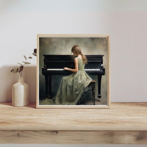 Young girl playing the piano / Digital download art / Printable Wall Art / Instant download artwork / Digital Print Decor / Modern Art zdjęcie 7