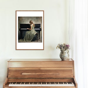 Young girl playing the piano / Digital download art / Printable Wall Art / Instant download artwork / Digital Print Decor / Modern Art zdjęcie 4