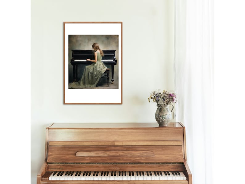 Young Girl Playing the Piano / Digital Download Art / Printable Wall ...