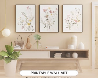 Wildflower Printable Wall Art | Instant Download Art | Rustic Wildflowers Wall Decor | Wildflowers Wall Art |Wildflower Art Print