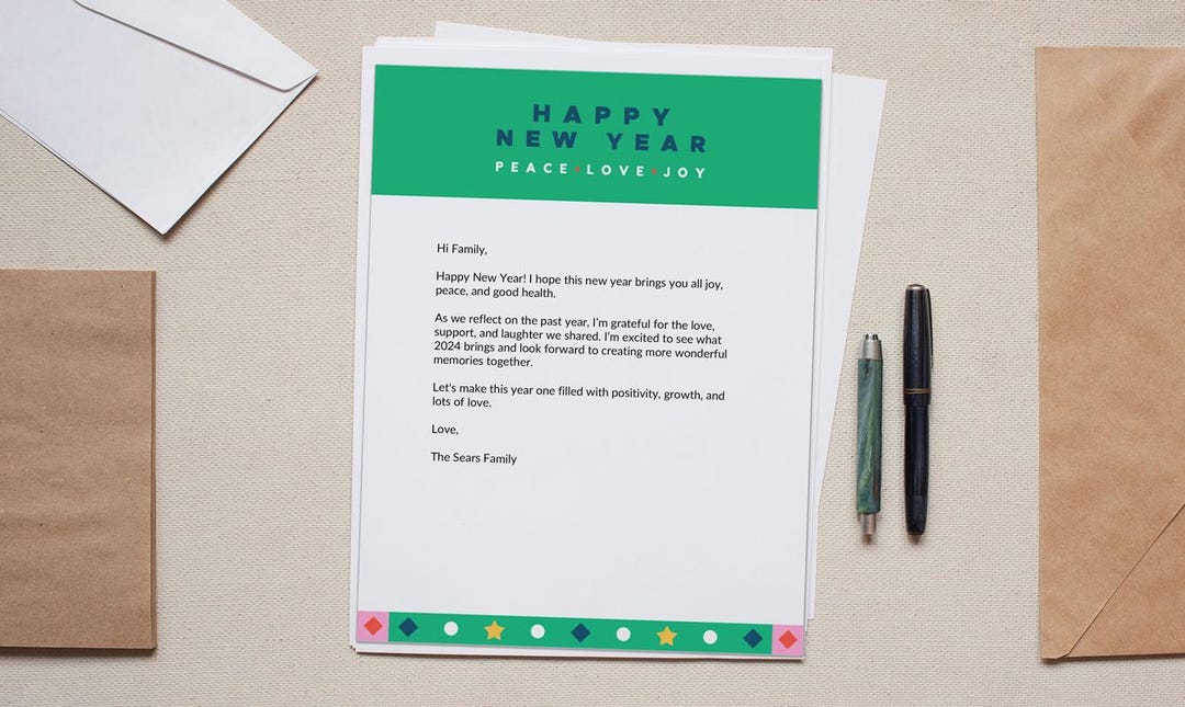 Printable New Year Stationery Digital Download - 8.5x11 Instant ...