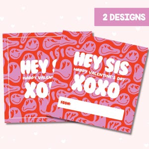 Tarjetas del día de San Valentín para tu mejor amiga adolescente, tarjetas del día de San Valentín para tu novia, imprimibles, tarjetas de San Valentín para tu hermana, hola hermana, besos y abrazos