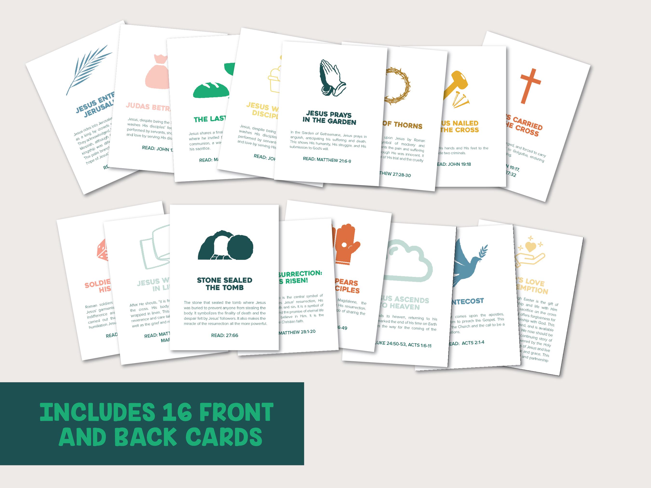 Easter Story Cards | Holy Week Story for Kids | Bible Verses Printable ...