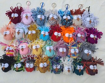 Handmade Knitted Owl Keyrings