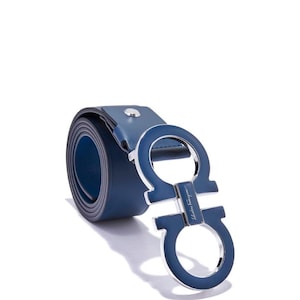 Vintage Salvatore Ferragamo Blue Leather Belt s-l400.jpg main image 3