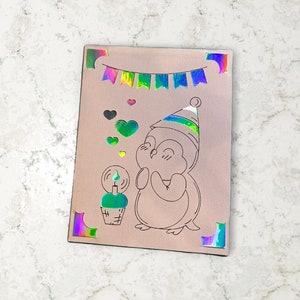 Birthday Card | Penguin | Cute Penguin Card | Handmade Card | Greeting Card | Cardstock Birthday Card