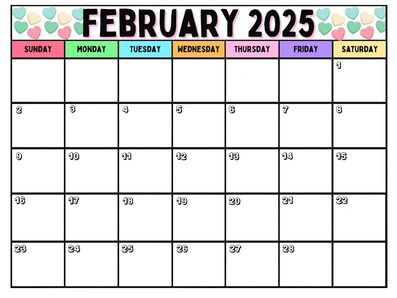 2024 / 2025 Printable Blank Calendar - Etsy UK