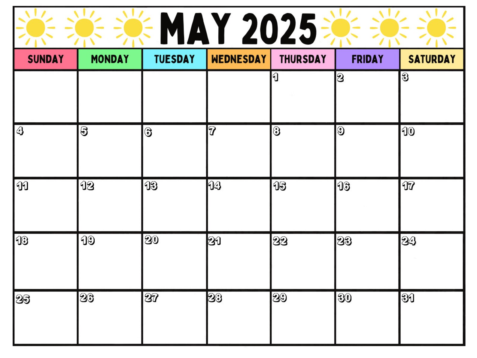 2024 / 2025 Printable Blank Calendar - Etsy