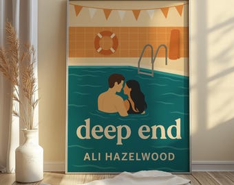 Projekt wydruku Deep End Art, wydruki artystyczne Ali Hazelwood Booktok, cyfrowe pobieranie wydruków ściennych książek Romance