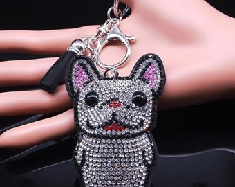 Cute French Bulldog Crystal Tassel Keychain - FREE SHIPPING