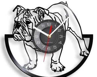 Aussie / English Bulldog Record Wall Clock - FREE SHIPPING, RETRO