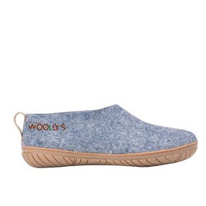 Handmade Wool Outdoor Shoes: Denim Blue Felted Slippers