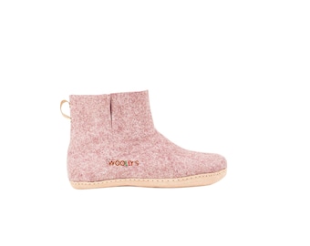 Lavender Indoor Handmade Boots with Leather Sole