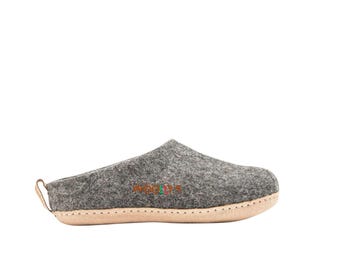 Handmade Wool Slippers: Charcoal Grey Felted Home Slippers
