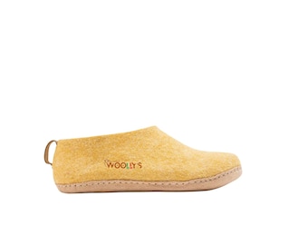 Mustard Yellow Indoor Shoes with Leather Sole - Artisan Crafted for Comfort and Fashion