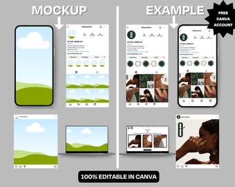 Content Planner Templates | Instagram & TikTok Feed Design | Canva Editable Social Media Mockups | Posts, Profile, Feed Templates