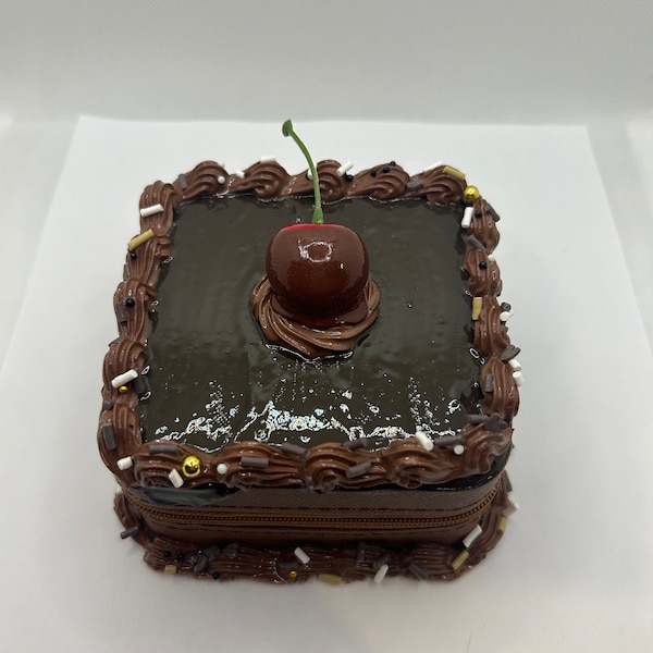 Triple chocolate cherry fake cake jewelry box