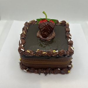 Triple chocolate strawberry fake cake jewelry box
